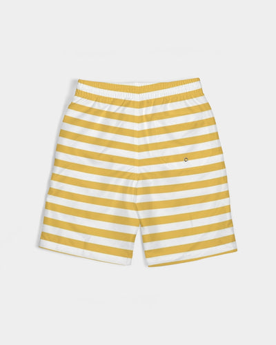 Bright Yellow Strips Boy's Swim Trunk