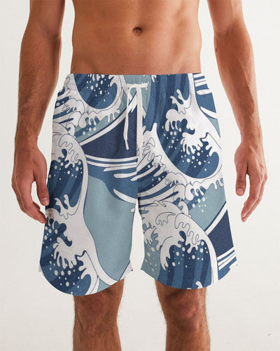 Waves Pattern Men's Swim Trunk