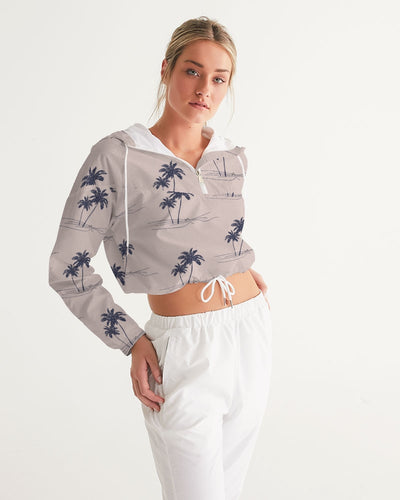 Palm Trees Women's Cropped Windbreaker