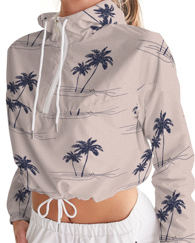 Palm Trees Women's Cropped Windbreaker