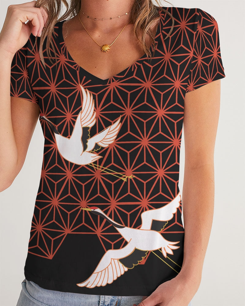 Plum Blossom Women's V-Neck Tee