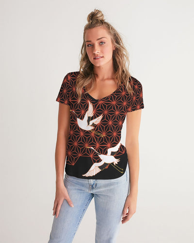 Plum Blossom Women's V-Neck Tee