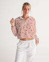 Pop Elements On Pink Women's Cropped Windbreaker