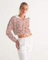 Pop Elements On Pink Women's Cropped Windbreaker