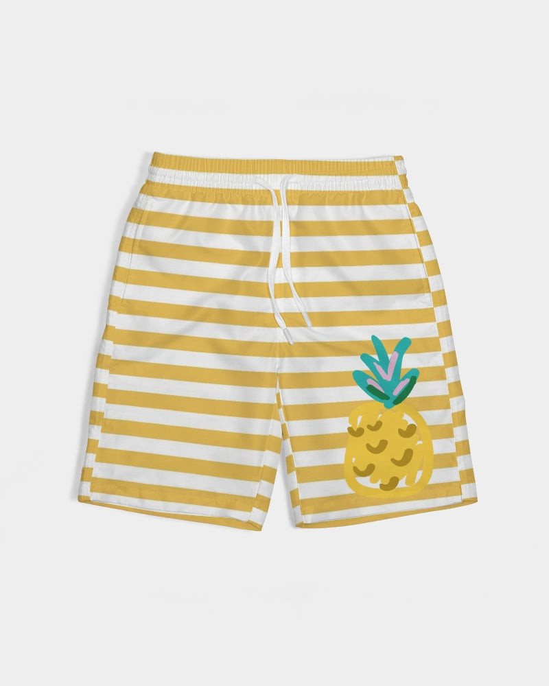 Bright Yellow Strips Boy's Swim Trunk