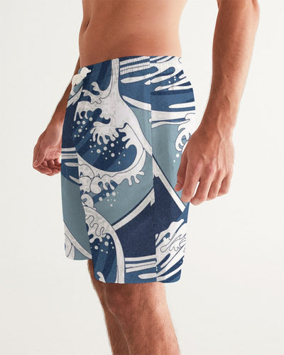 Waves Pattern Men's Swim Trunk