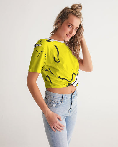 Love Cats Women's Twist-Front Cropped Tee