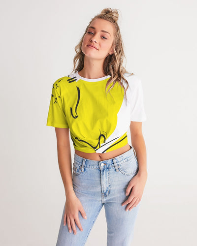 Love Cats Women's Twist-Front Cropped Tee