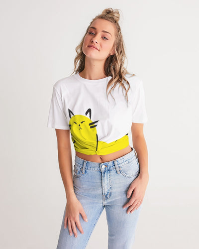 Cat's Love Women's Twist-Front Cropped Tee