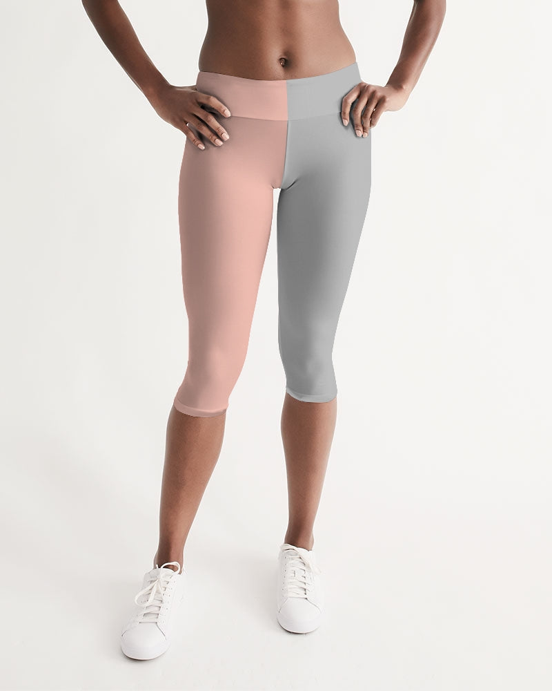 Pop Elements On Pink Women's Mid-Rise Capri