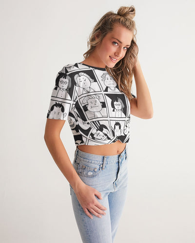 Funny Faces Women's Twist-Front Cropped Tee