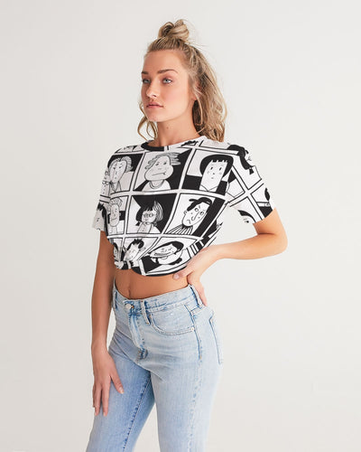 Funny Faces Women's Twist-Front Cropped Tee