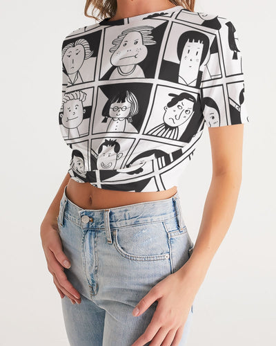 Funny Faces Women's Twist-Front Cropped Tee