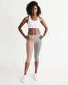 Pop Elements On Pink Women's Mid-Rise Capri